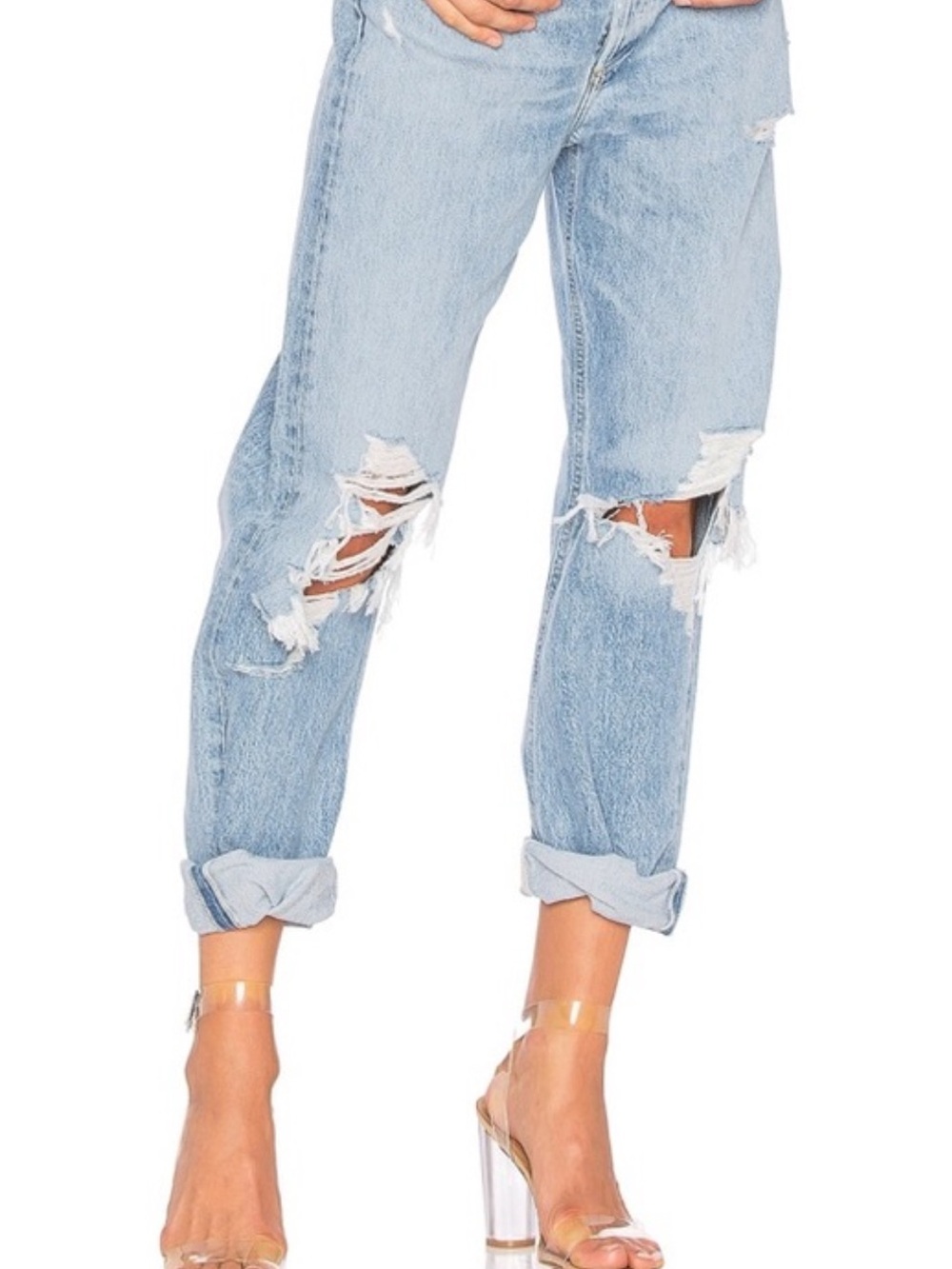 Agolde Light Blue Ripped Boyfriend Jeans